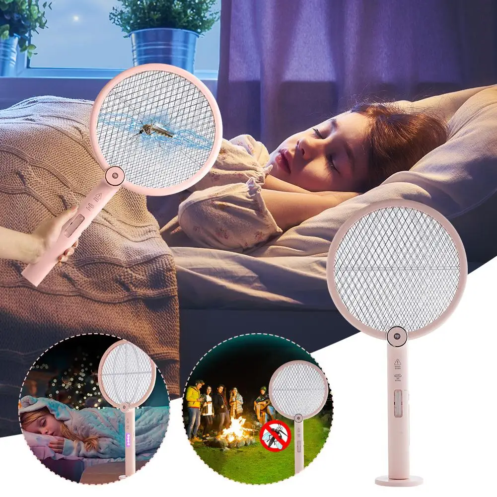 

Household Electric Mosquito Swatter Safe Rotatable Foldable Fly Two-in-one Mosquito Rechargeable Killer Swatter Mosquito C4K8