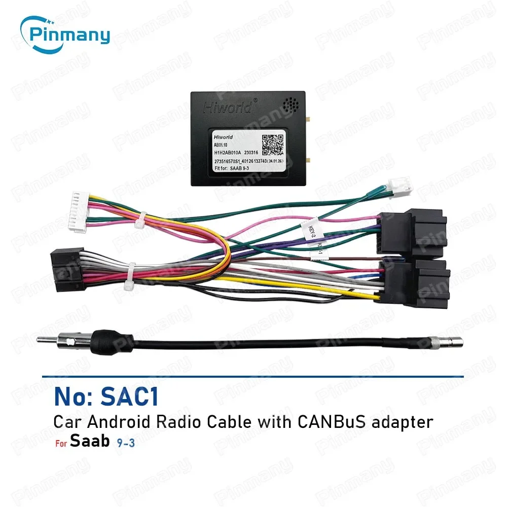For SAAB 9-3 Car Stereo Cable Connector Hiworld CAN Bus Decoder Android Radio Accessories Power Wire Harness Adapter SAC1
