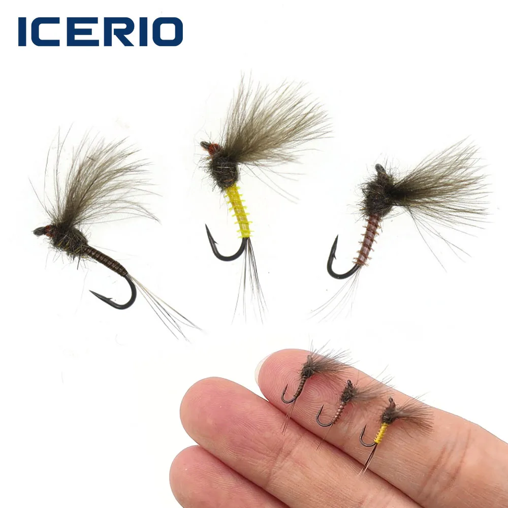 ICERIO 6 PIÈCES # 16 CDC Emerger Midge Dry Fly, leurre artificiel en forme d'insecte moucheron à pointe barbelée pour la pêche à la mouche en ruisseau de la truite et du chub pâle