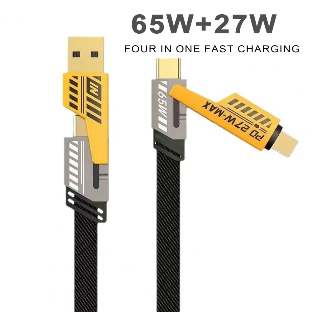 100/150/200CM 4-In-1 Charging Cable USB Type-C 8Pin 65W 480Mbps Fast Charging Phone Tablet Nylon Braided Data Cable Wire Cord