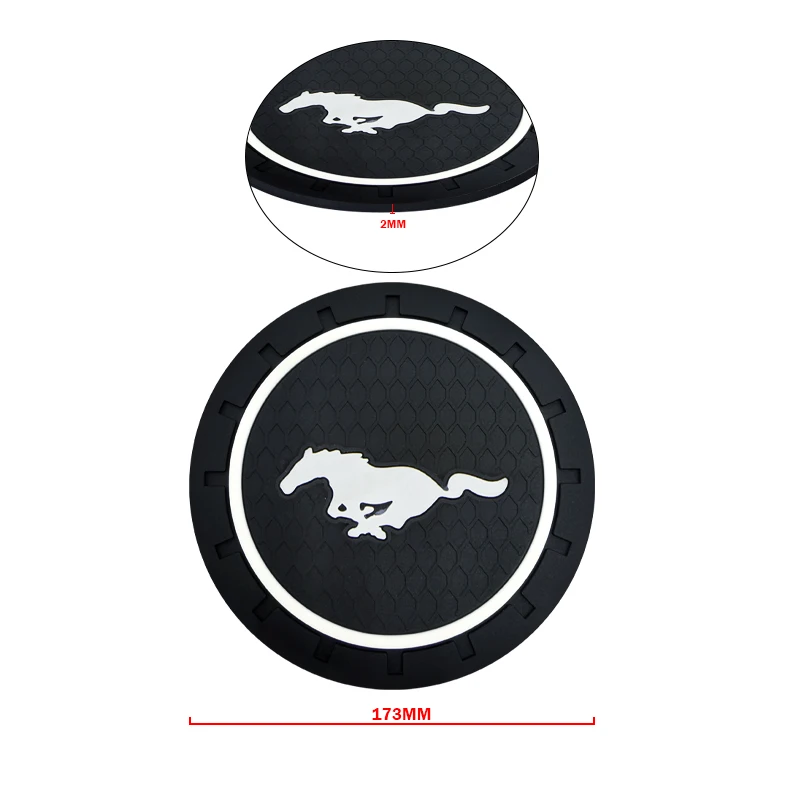 2Pcs PVC Car Coaster Auto Water Cup Mat Anti-slip Pad Tools For Ford Mustang 2005 2006 2007 2008 2009 2016 GT Mach-E 2013 Escala