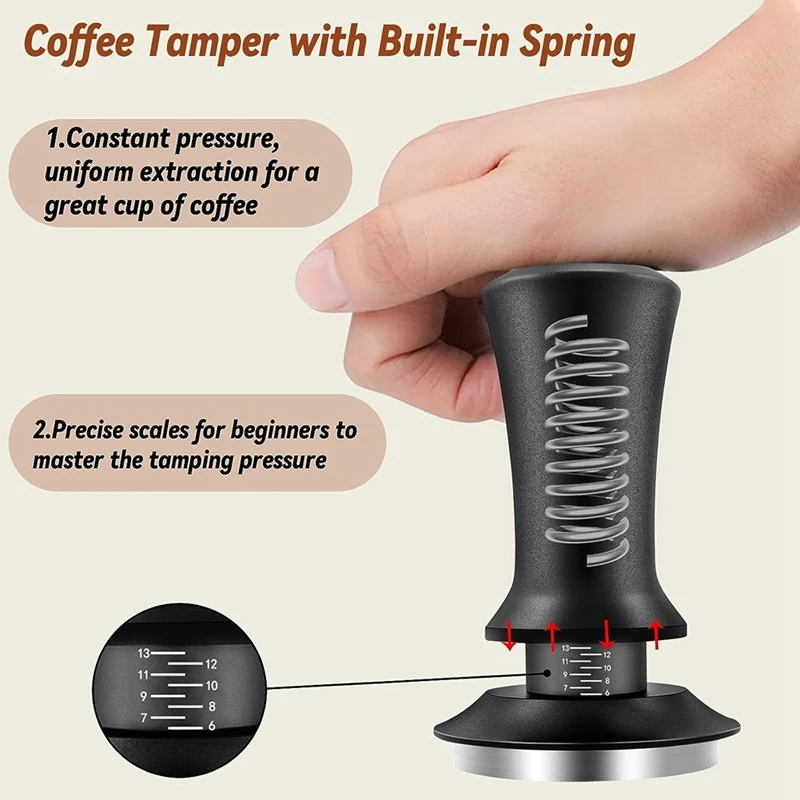 Tamper per caffè Espresso 51mm con strumento WDT calibrato caricato a molla, con tappetino in Silicone, per macchina per caffè Espresso