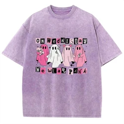 On Wednesday We Wear Pink Halloween Shirt, Cute Pink Ghost T-Shirt, Mean Girls Halloween Tee, Boo Book Halloween Shirt