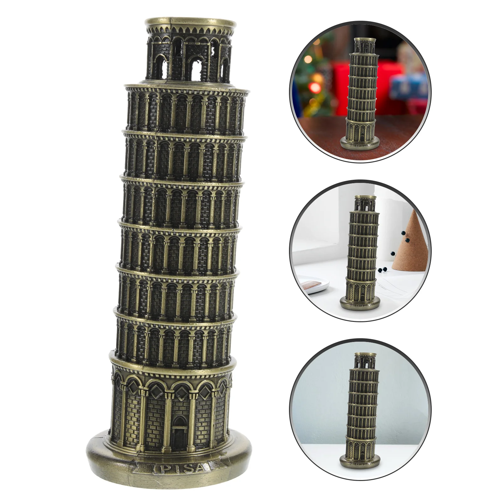 Leaning Tower of Pisa Model Desktop Vintage Italy Architectural Ornament Home Building Statue Zinc Alloy Supplies