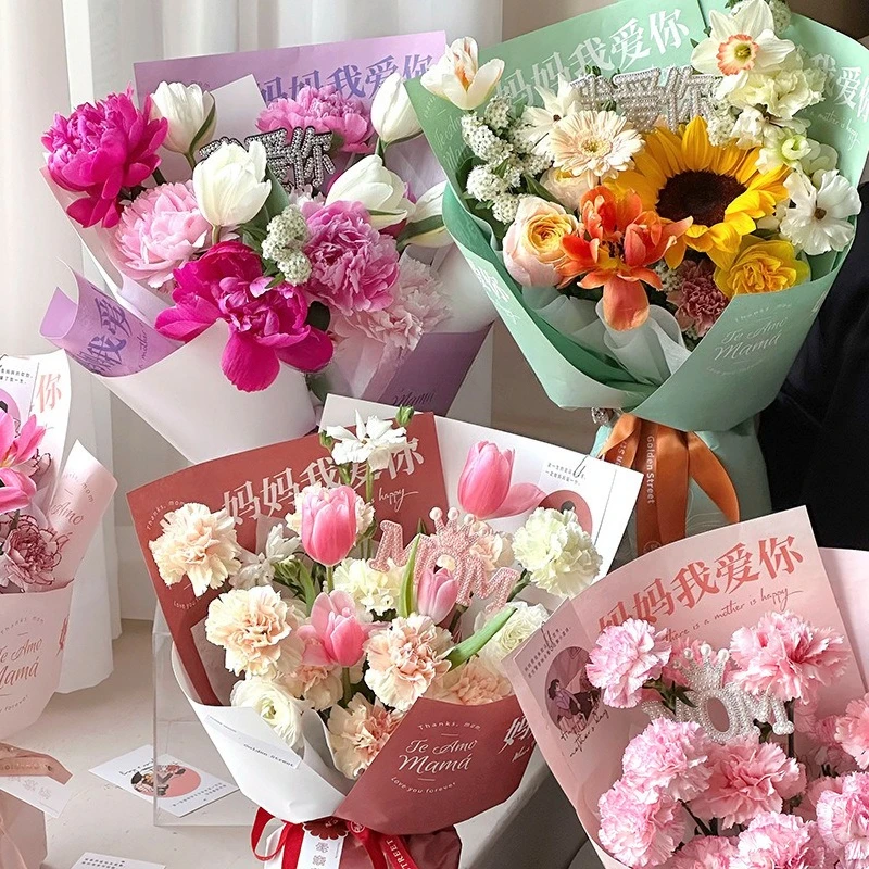 

Mother's Day Flower Gifts Wrapping Paper Bouquet Florist Decoration Materials Goddess Day Flower Presents Packaging Supplies