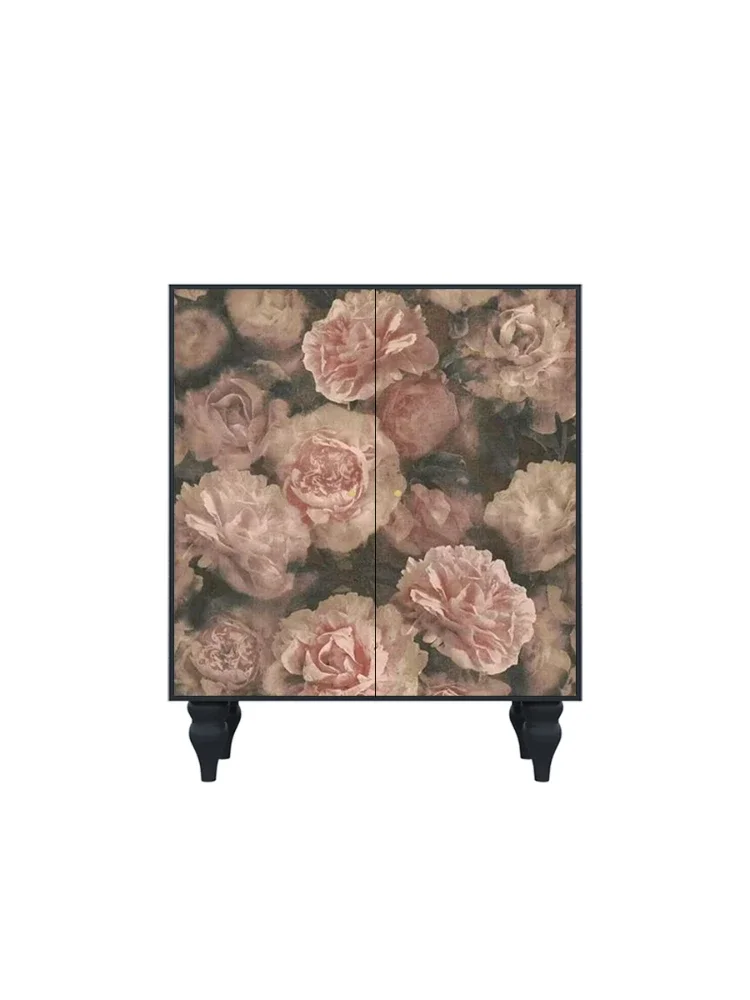 

Middle-Ancient Flower Solid Wood Entrance Curio Cabinet Living Room Home Sideboard Cabinet Integrated Storage Side Cabinet