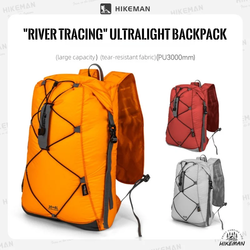 Hikeman Mochila para deportes al aire libre, viaje, senderismo, recubierta de silicona, resistente al agua, ligera, plegable, mochila de gran capacidad