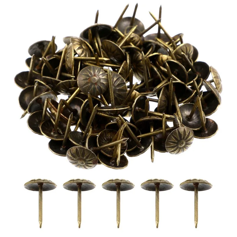 100pcs Antique Upholstery Nails Needles Furniture Nails Decorative Tacks Metal Thumb DIY Furniture Decor Hardware