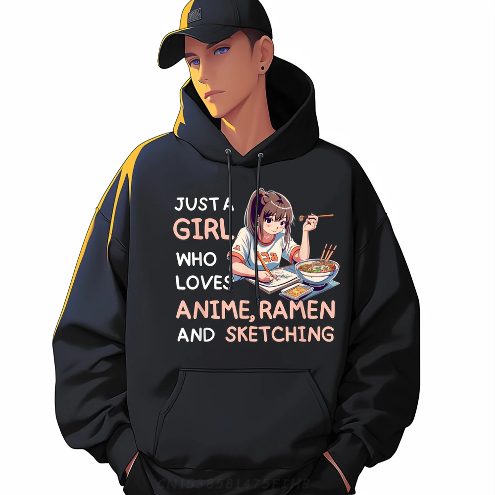 Just A Who Loves Ramen Sketching Japan Graphic Shirts Men High Quality Valentines Day