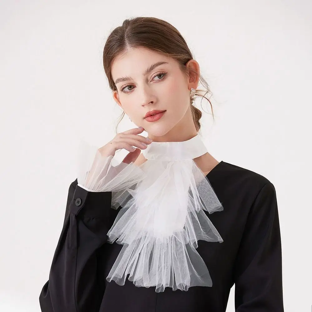 ياقة عصر النهضة الأنيقة القابلة للفصل، أنيقة ذات طبقات من رقبة إليزابيثية، ياقة كبيرة مكشكشة للحفلات #4