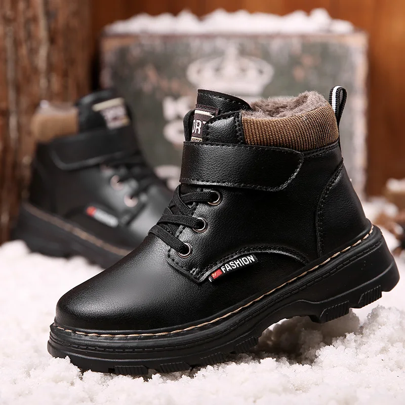 

2024 New Children Snow Boots Warm Non-slip Shoes For Boys Brand Boots Comfort Baby Plush Boots Fashion Outdoors Sneakers