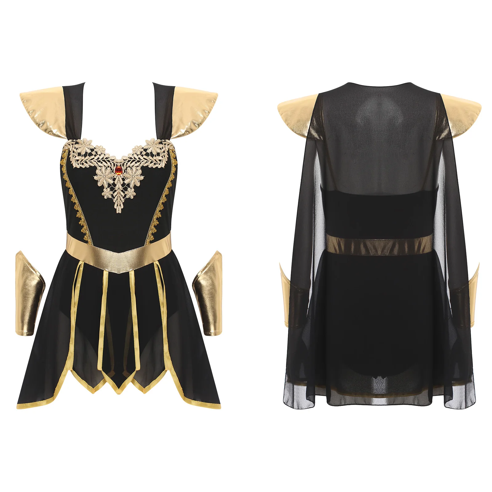 

Medieval Greece Princess Warrior Cosplay Toga Dress Adult Women Temperament Bodysuit with Wristbands for Halloween Dress-Up