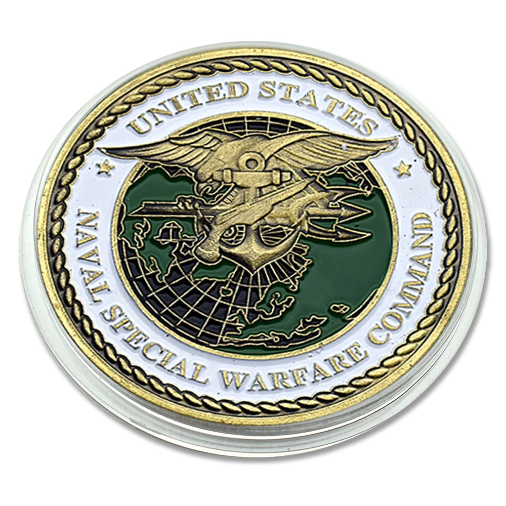 United States Marine Corps Special Warfare Command Gold Plated Challenge Coin Metal Medal with Plastic Case Art Craft Souvenir