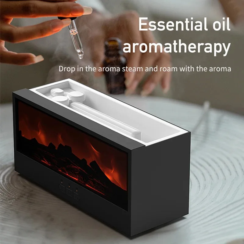 

TOPLIVING Dynamic Flame Fireplace Essential Oil Diffuser with 150ml Capacity Ultrasonic Mist Timer and Remote Control