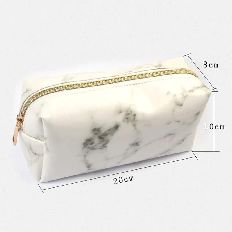 Makeup Bag Makeup Brush Pouch Cosmetic Organizer Travel Holder Storage Brush Case Marbling PU Leather Waterproof Wash Package