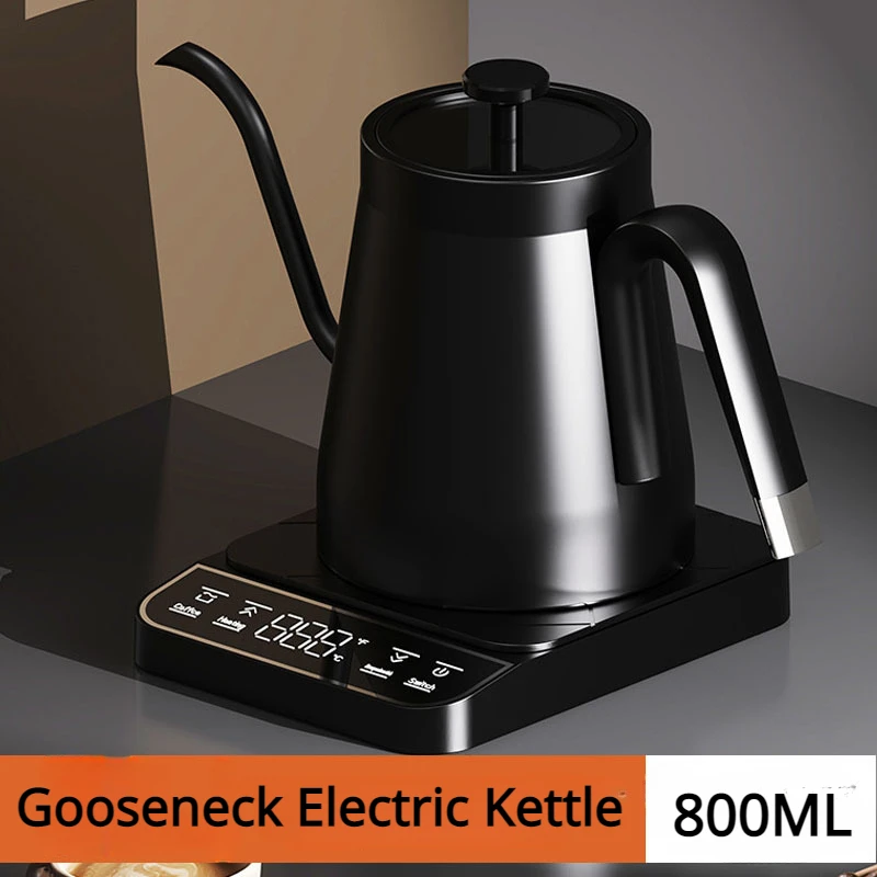 800ml Gooseneck Electric Kettle Jug Hand Brew Coffee Pot Thermo Pot Temperature-Control Heating Water Bottle Smart Teapot