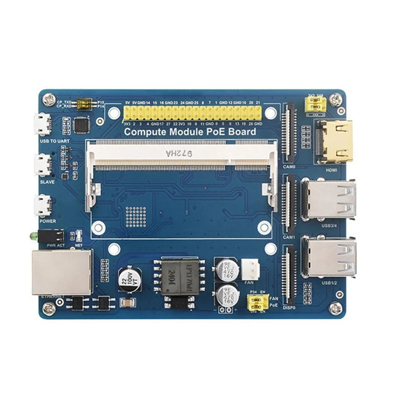 Módulo de cómputo Placa Poe para Raspberry Pi CM4S CM3 3Lite 3+ 3+Lite Series Placa central Placa de expansión de módulo de cómputo