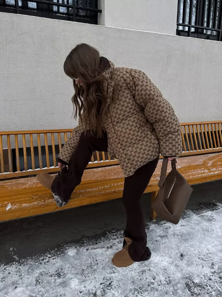  رسالة طباعة النساء معاطف الشتاء عادية سستة سترات خفيفة الوزن مبطن الستر تصميم خمر يندبروف ملابس خارجية جديدة 2025 #1