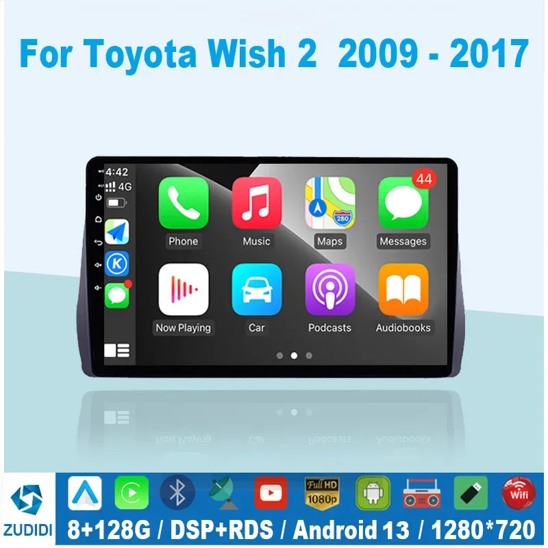 Radio samochodowe Android 13 AI Auto Multimedia dla Toyota Wish 2 2009-2017 Carplay 4G 2din GPS autoradio No 2 din dvd