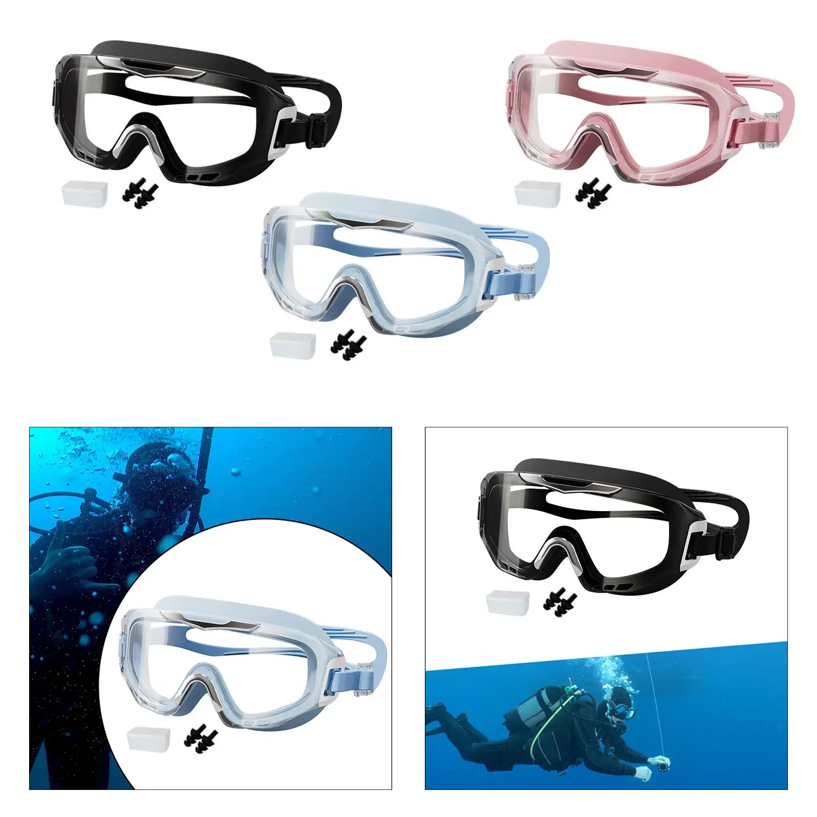 Swimming Goggles with Ear Plug Earplug Lightweight Soft Silicone Eyewear for Men Women Diving Beach Swimming Pool Snorkeling