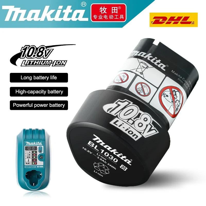 

Makita 10.8v original battery BL1013 BL1020 BL103, DF030 Makita 10.8v/12V DC10WA charger, replacement tool 10.8V lithium battery