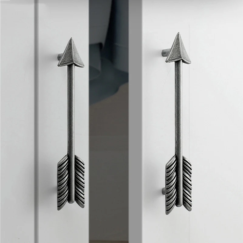 

European Arrow Cabinet Handle Zinc Alloy Kitchen Handles Drawer Knobs Black Wardrobe Door Handle Gold Furniture Handles Hardware