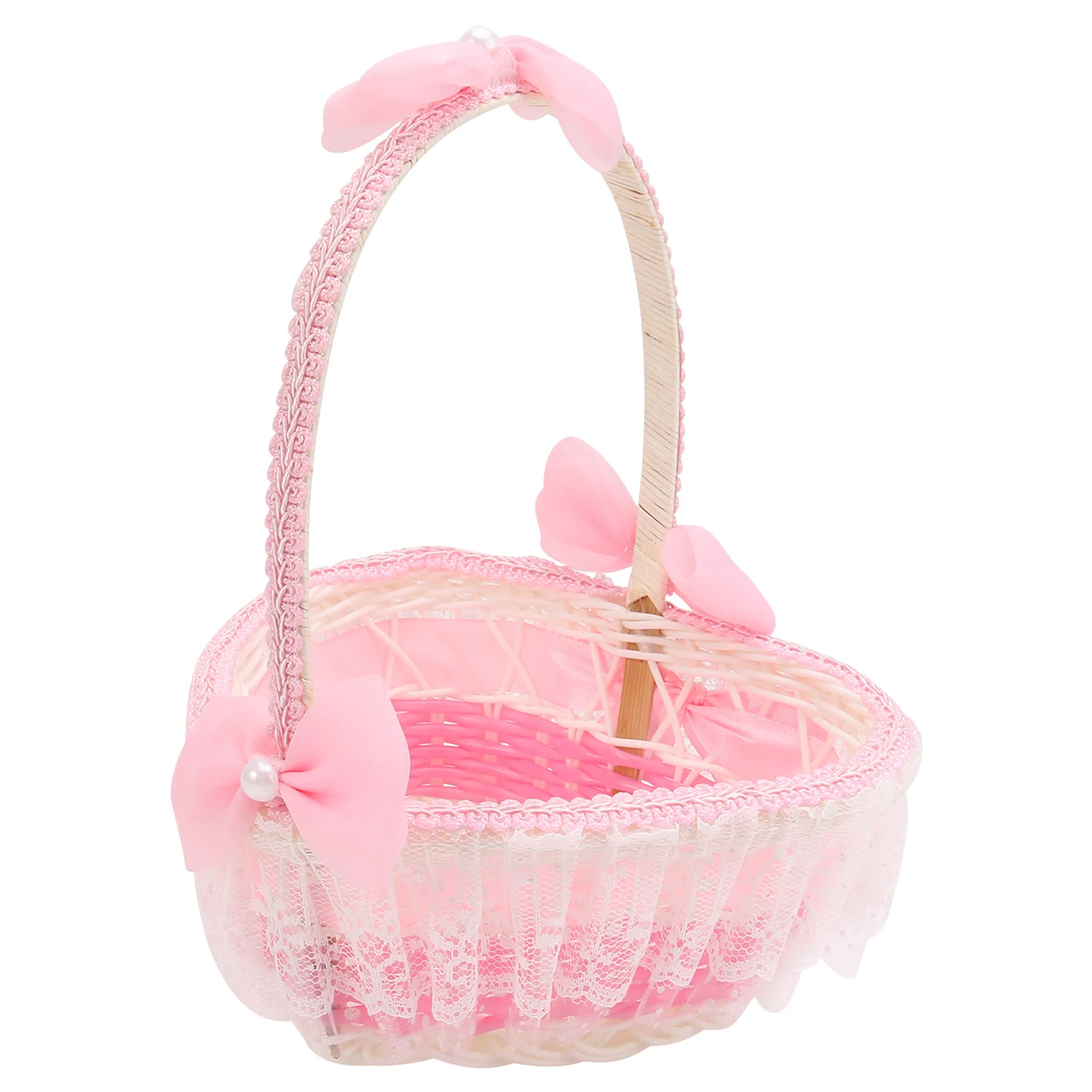 سلة زهور الزفاف على شكل قلب محمولة خفيفة الوزن وقابلة لإعادة الاستخدام لتزيين البتلة وحفلات الزفاف والولائم وتخزين الهدايا التذكارية