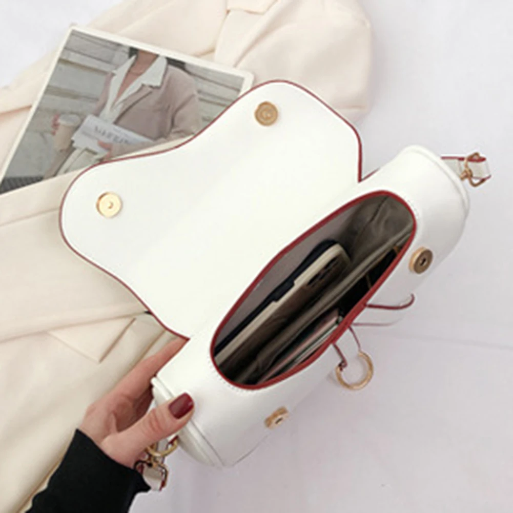 PU Leather Small Crossbody Bag Two Straps Women Stylish Satchel Bags Large Capacity Saddle Shoulder Bag Travel Bags