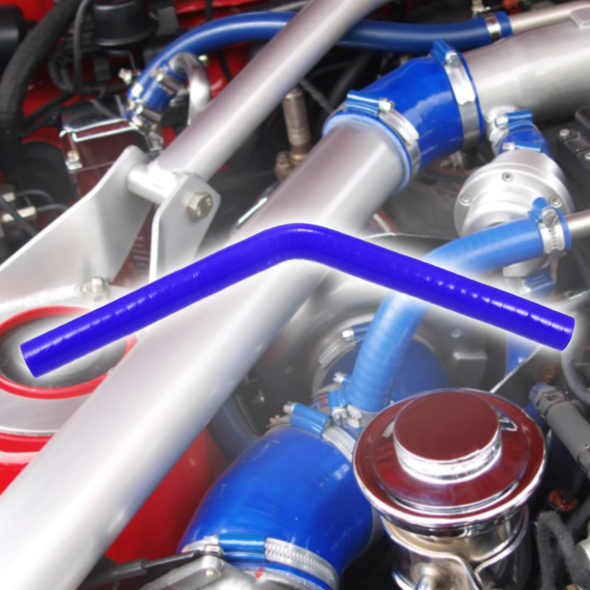 UXCELL 45 Degree 9.5/11/13/16/19/22/25/28/32/35/40/45/48/54MM Elbow Silicone Hose Coupler Intercooler Tube 150*150MM Blue