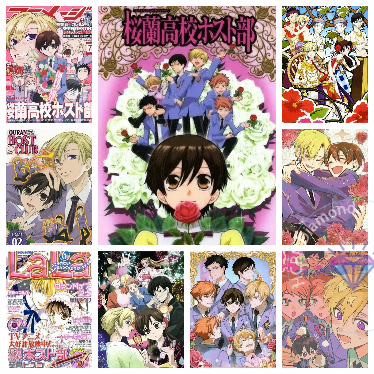 O-Ouran-High-School-Host-Club Japanisches Anime-Diamant-Zeichenset 5D DIY Diamant handgemachte Kunst Kinder Geschenk Heimdekoration