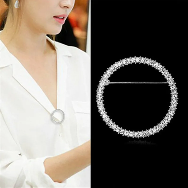 Korean Simple Creative Circle Brooch Female Accessories Round Brooches Coat Scarf Pin Buckle Atmospheric Corsage