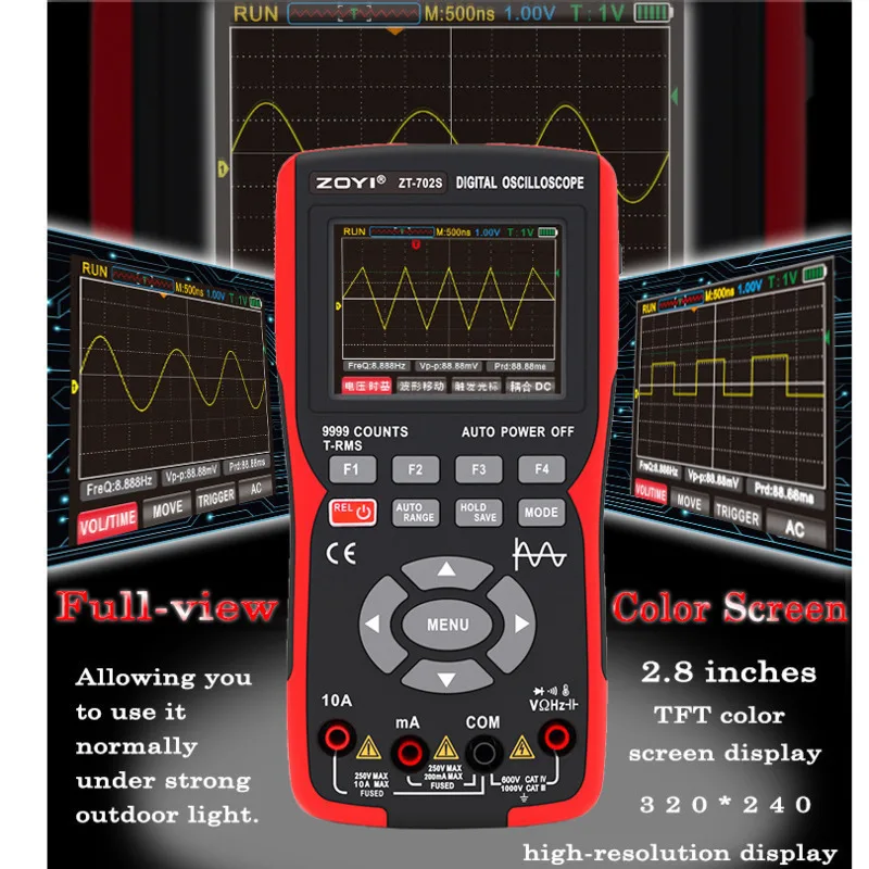 ZT702S ZT703S  handheld color screen digital oscilloscope multimeter color screen automotive maintenance multifunction meter