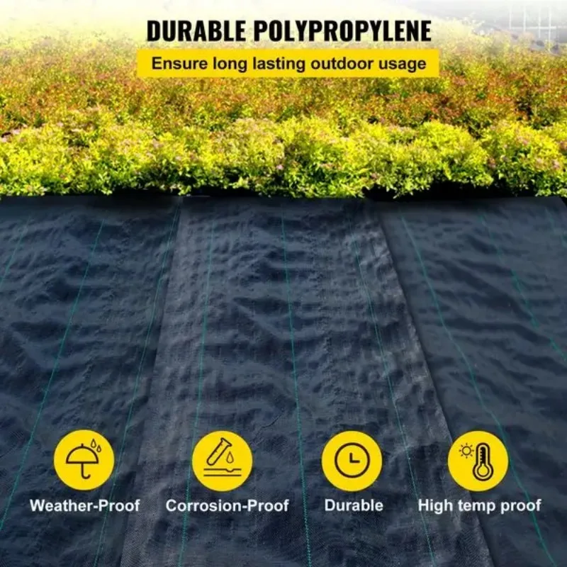 VEVOR 3FTx50FT Tela de barrera de malas hierbas premium resistente 5OZ, tela tejida para control de malas hierbas, alta permeabilidad, buena para macizo de flores, Geo