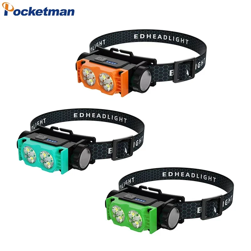 

High Power 6 LED Headlamp Rechargeable 3 Modes Headlight Outdoor Waterproof Head Lamp with Magnet Built-in Battery