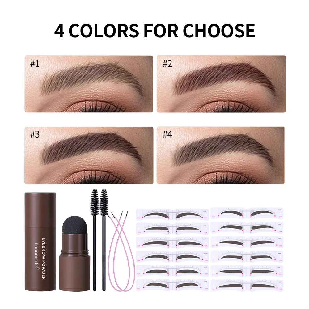 Eyebrow Powder Stamp Kit 3 in 1 Headband Stencil Waterproof Long Lasting Easy Use for Perfect Brows Everyday Makeup Brown Black