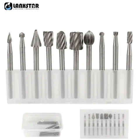 6/10pcs Set HSS Routing Router Drill Bits Set for Dremel Carbide Rotary Burrs Tools Wood Stone Metal Root Carving Milling Cutter