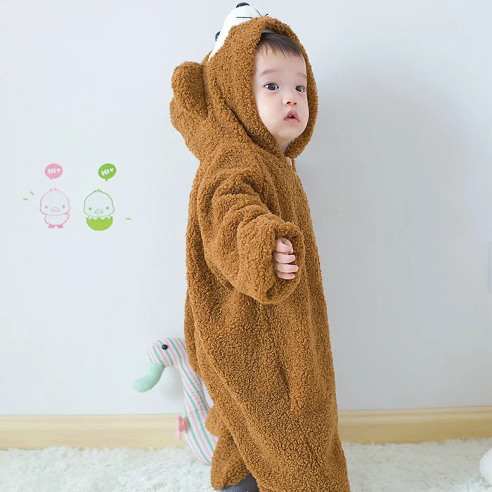

Children bear Kids Girls Boys Warm Soft Pamjams Animal Bear Cosplay Pajamas Halloween Carnival Purim Costumes Romper 2 colors
