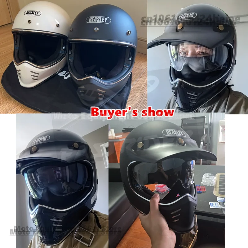 BEASLEY motorcycle helmet locomotive retro full helmet men and women four seasons summer full helmet ECE DOT certification