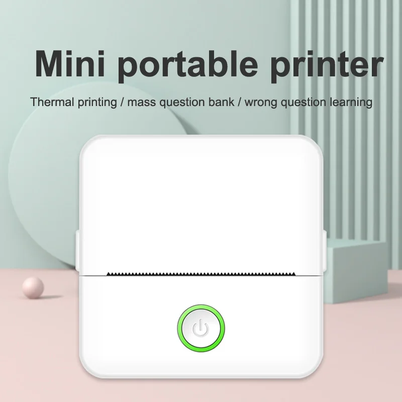 

Mini Portable Thermal Printer Inkless Sticker Maker Small Pocket Printer for Photos Journal Notes Memo Free Cut