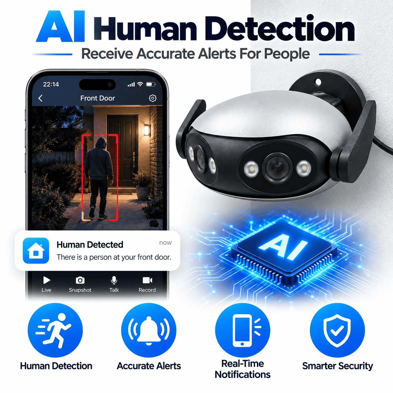 8MP 4K Wifi Dual Lens IP Camera Outdoor Panoramic 180 Degree Wide View Wireless Security Surveillance Two Way Audio Night Vision Waterproof CCTV Cam Remote P2P for Home Office