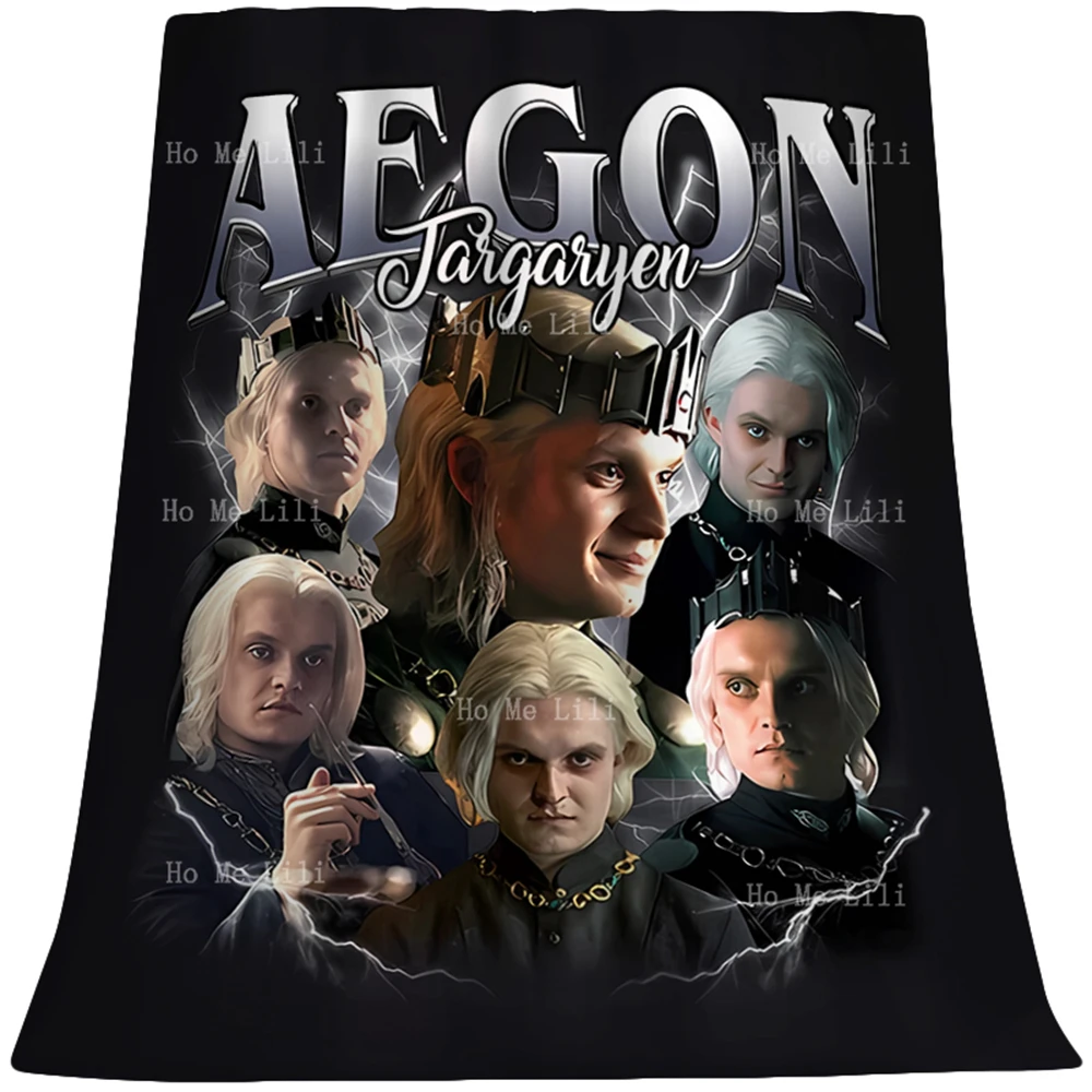 Manta de franela suave y acogedora con estampado de póster de Aegon Targaryen, personaje de película clásico Vintage, adecuada para todas las estaciones