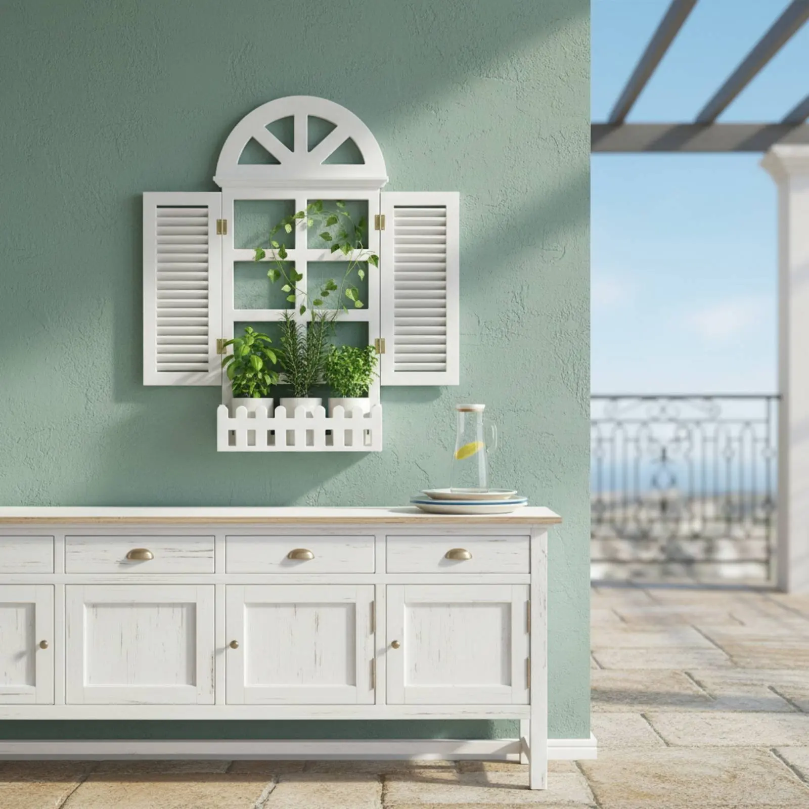 Faux Window Wall Hanging Flower Display Decorative Window Frame Home Decoration Vintage Inspired for Dining Room