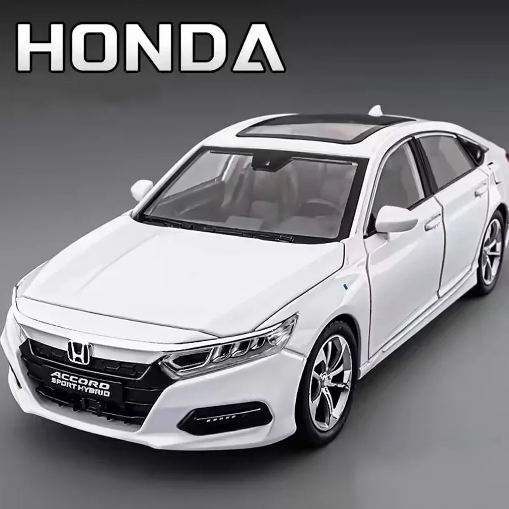 1:24 Honda Accord Modellen Speelgoed Legering Diecast Auto's Voorwiel Stuurdeuren Geopend Geluid Licht Trek Voertuigen Vriend Geschenken