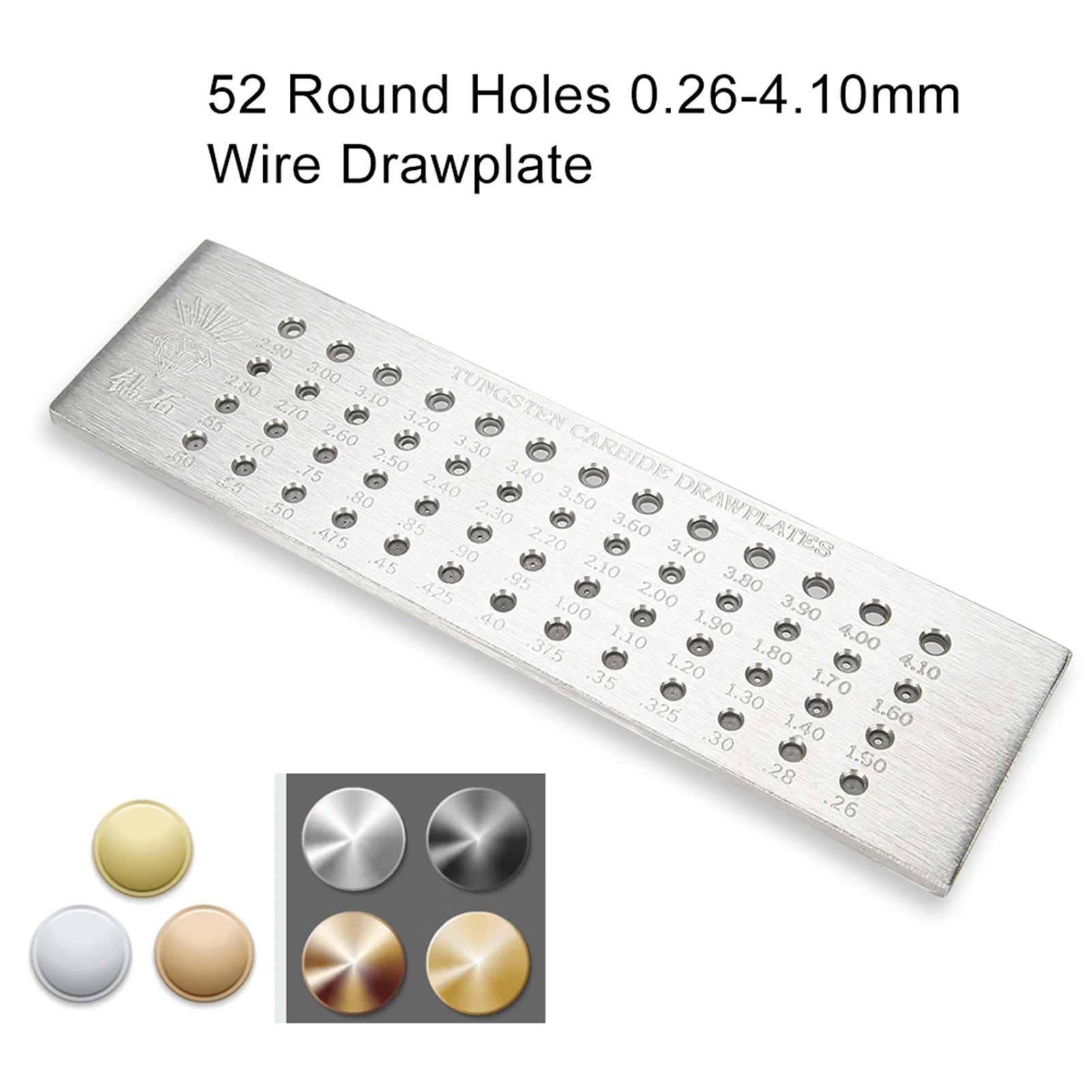 52 Round Holes 0.26-4.10mm Tungsten Carbide Wire Drawplate for Jewelry Making Round Hole Wire Drawplate Drawplate Wire Drawplate