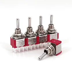 5Pcs SH T8011 / T8012 Standard Handle PCB Version 6Pin ON-ON / ON-OFF-ON Latching DPDT 6.35mm Mini Toggle Switch