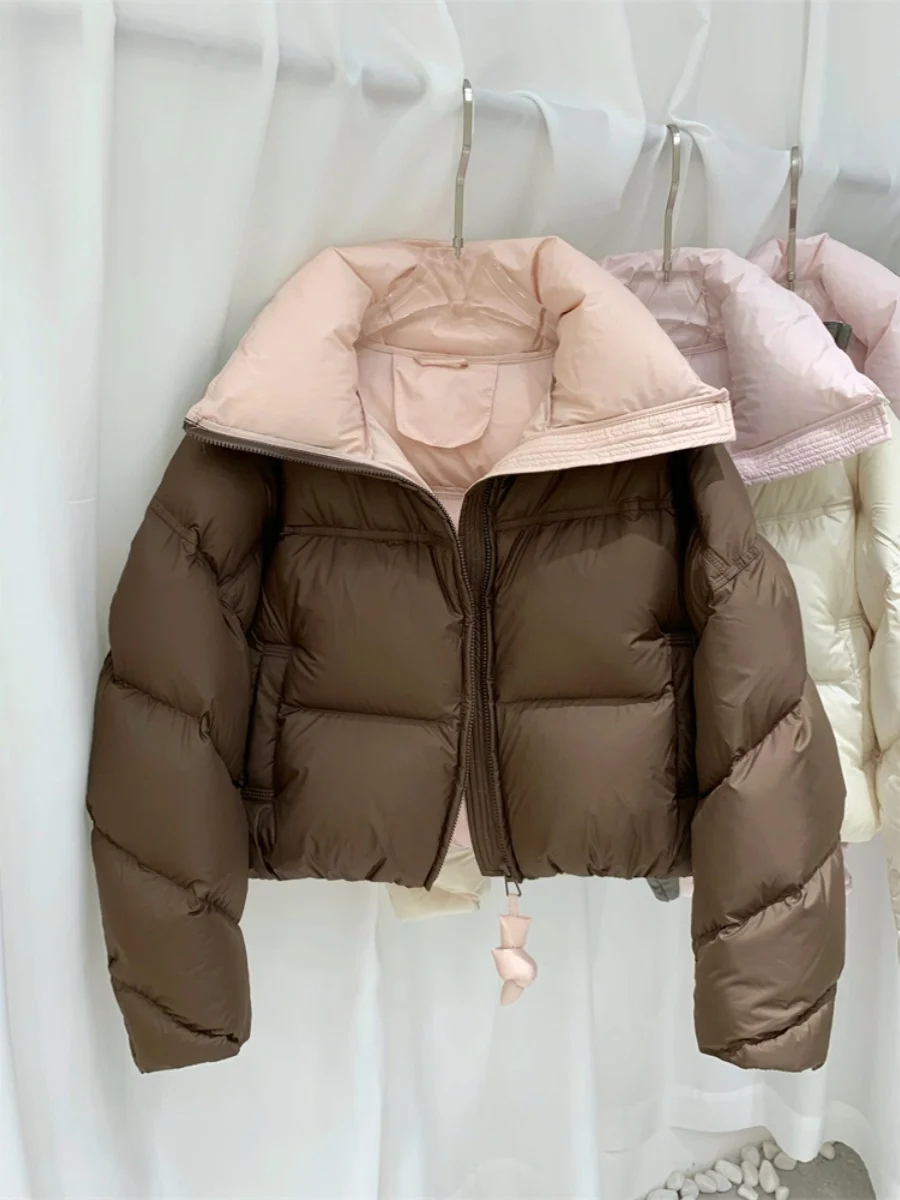 Ropa de algodón de leche abombada para mujer, ropa corta de moda de invierno, versión coreana, gruesa y cálida