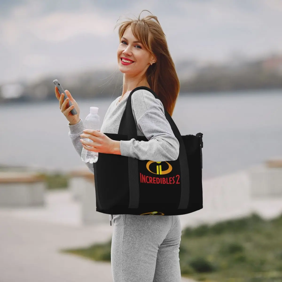 Custom Animation The Incredibles Beach Tote Bag for Women Superhero Adventure Comedy Big Compartment Gym Beach Travel Bags