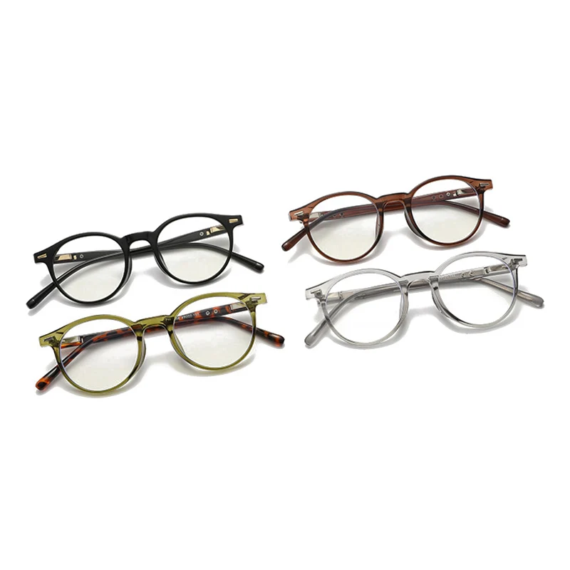 SHAUNA Retro Classic Round Women Anti Blue Light Eyewear Clear Lens  Glasses Frame Fashion Rivets Men Optical Frame