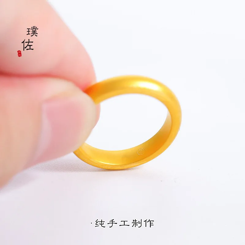 خاتم ذهبي عيار 24 قيراط AU999 للجنسين - تصميم أنيق وعادي، مجوهرات من الذهب الخالص عالية الجودة للجميع #2