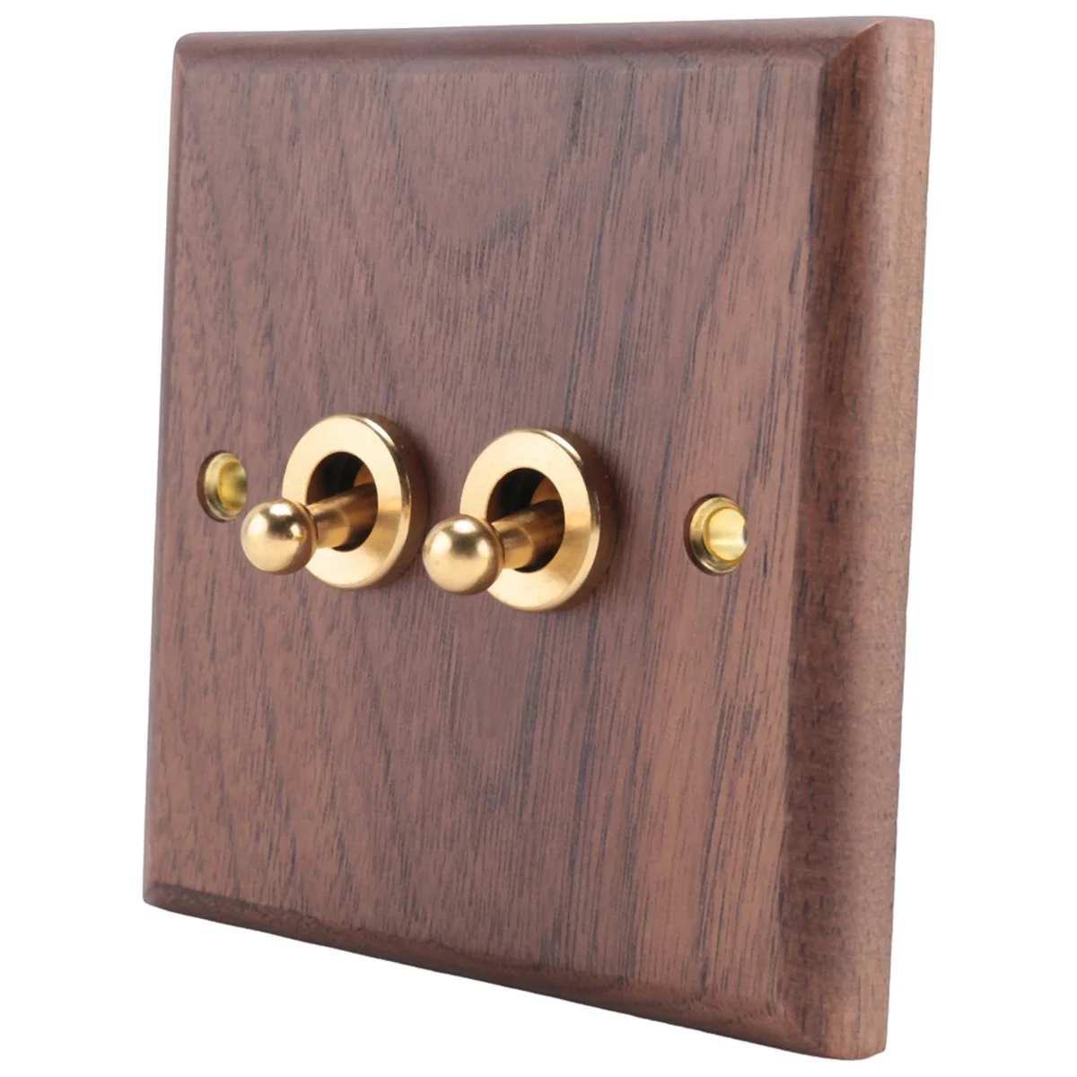 Retro American Industrial Style Light Switch Socket, madeira maciça, Brass Toggle Plate, Antique Home Stay Switch, 2